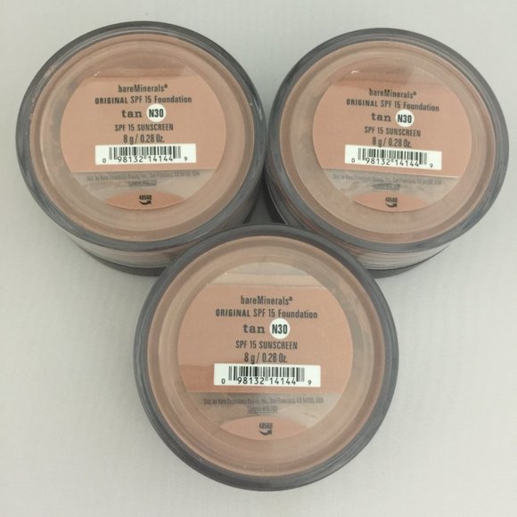 #NWT bareMinerals SPF15 Original Foundation Tan N30 8g/0.28oz  - Lot of 3 - Picture 1 of 2